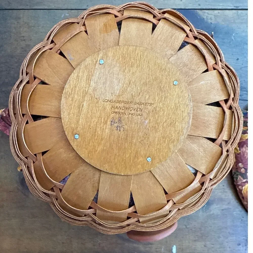 Longaberger 1995 Pumpkin Basket No. 19402 Lid + Plastic Insert + Cloth Liner